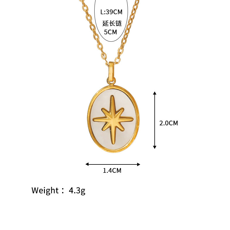 Wholesale shell pearl Stainless steel pendant 18K gold plated color butterfly moon white shell clavicle chain