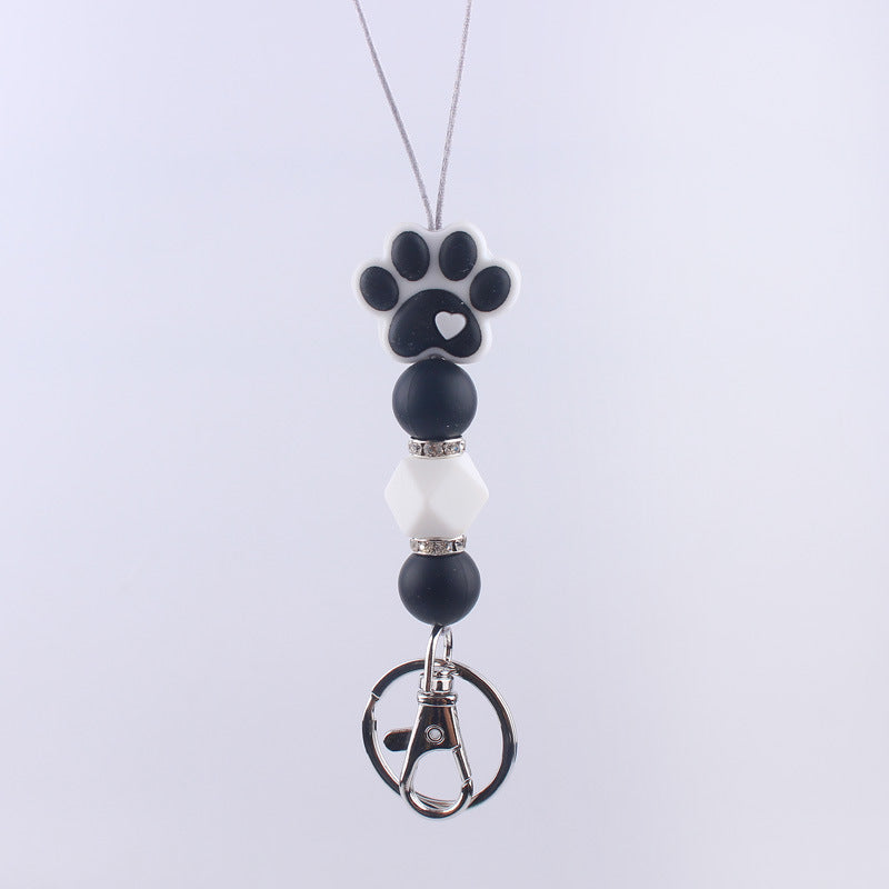 Wholesale Cartoon Dog Paw Silicone Bead Hanging Rope Keychain ACC-KC-GuangTian023