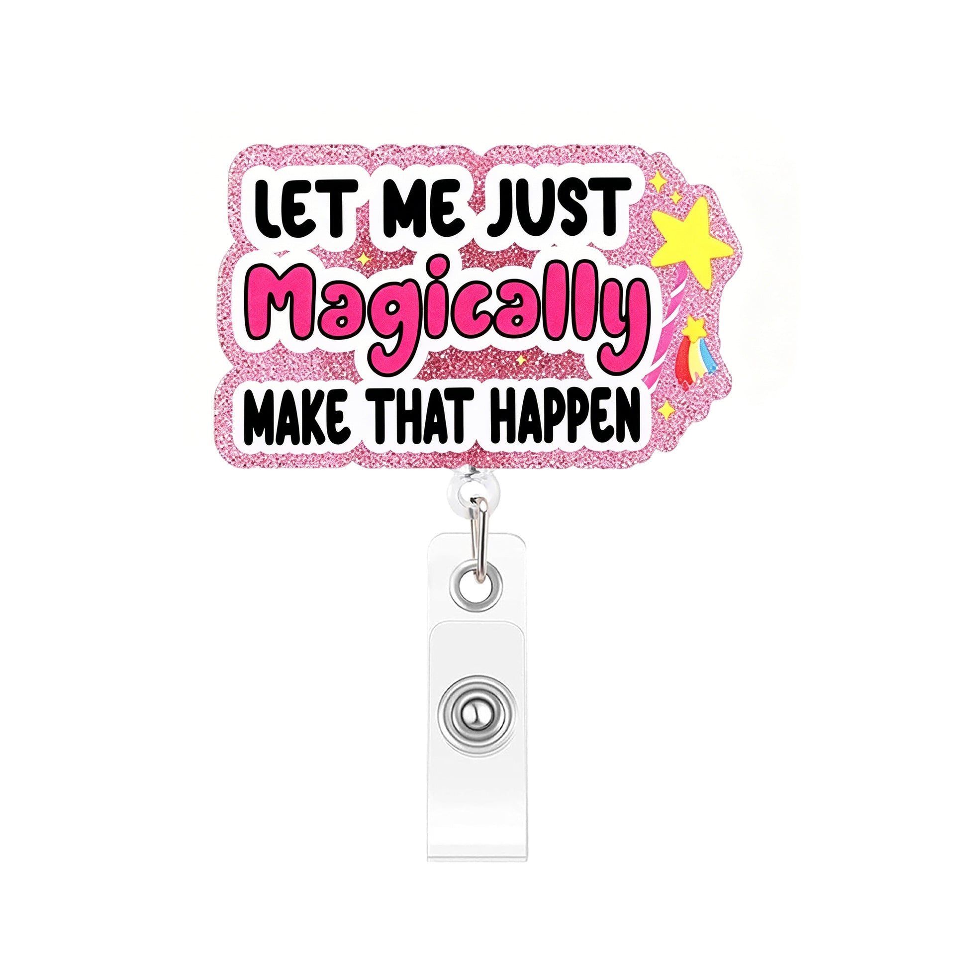 Wholesale Glitter Acrylic Retractable ID Card Holder Heart Design for Girls Fashion Accessory