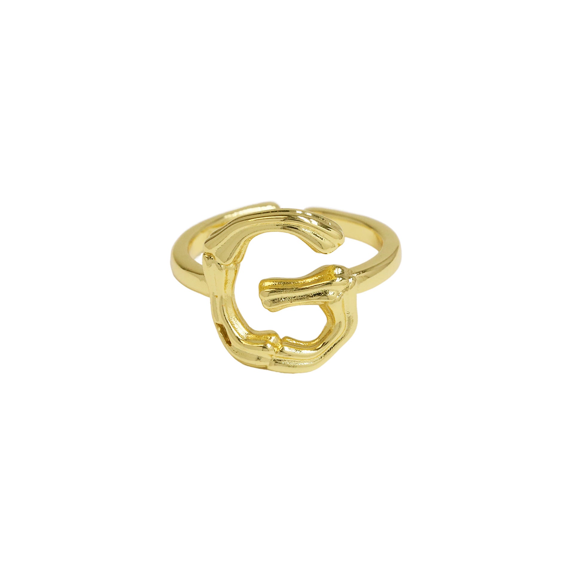 Wholesale  Golden Bamboo Bamboo Simple 26 English Letters Open Ring
