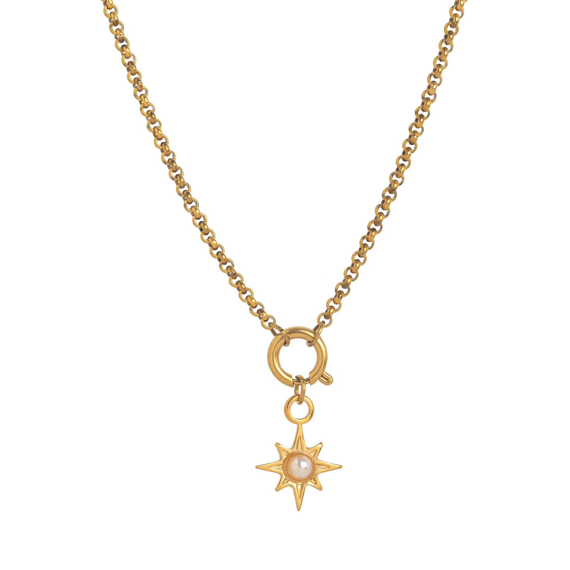 Wholesale Stainless steel sun necklace plated with 18K gold