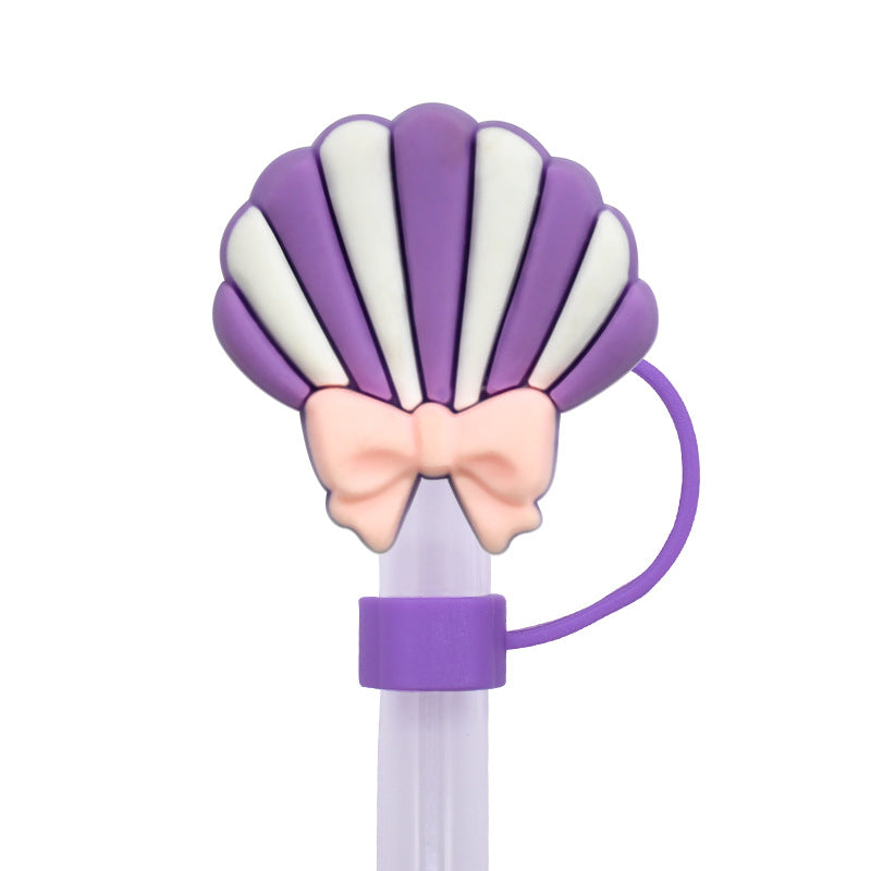 Wholesale Random 100pcs Multicolor Shell Series 10mm PVC Soft Straw Tube Cap