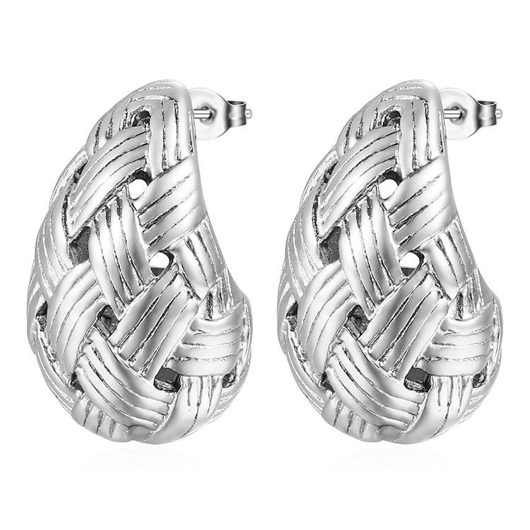 Wholesale Stainless Steel Earrings Electroplating 18k Water Drop Hollow Earrings ACC-ES-MuShan005