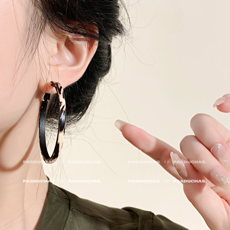 Wholesale Vintage Leopard Print Large Hoop Earrings