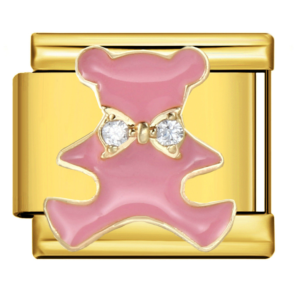 Wholesale 5pcs Italian Charm Bracelet 9mm DIY Splicing Bow Series Stainless Steel Composable Bracelet