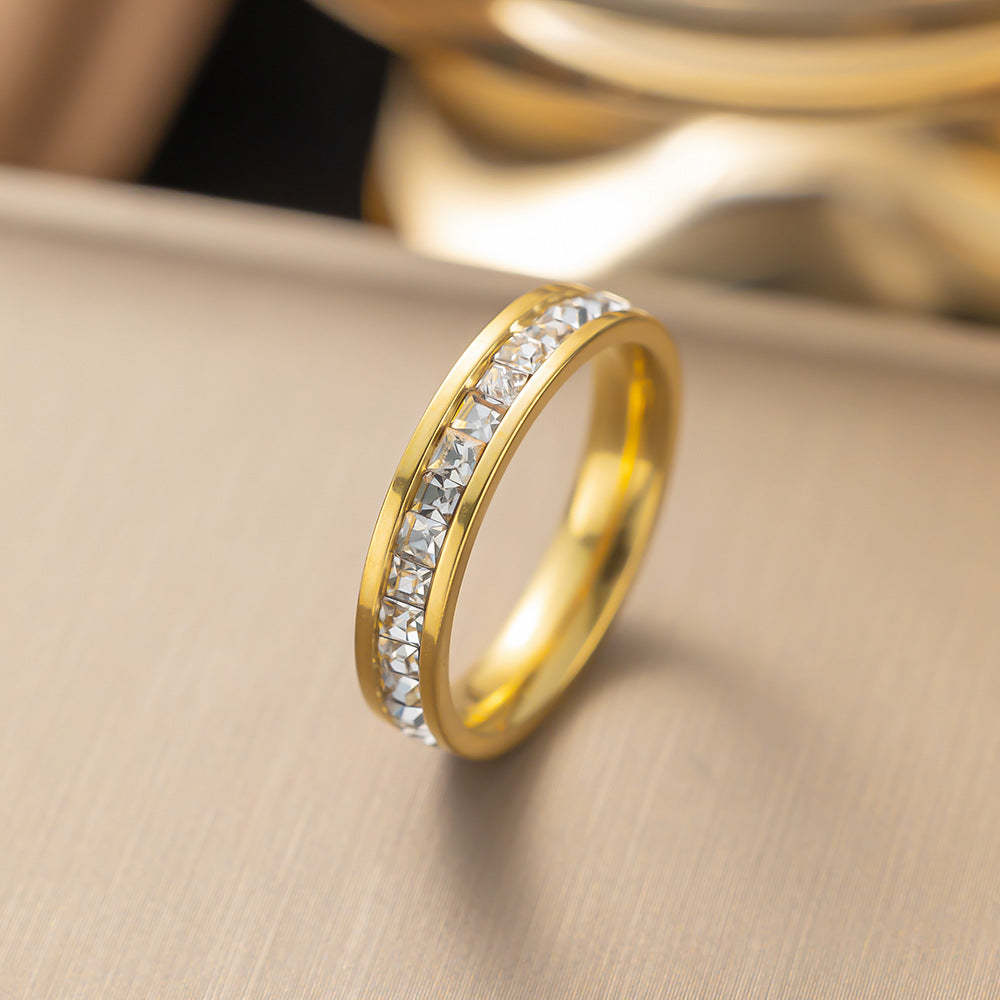 Wholesale Single and Double Row Diamond Ring Titanium Steel Rings Full Diamond Ring ACC-RS-Yibao001