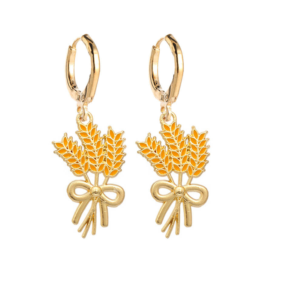 Wholesale Thanksgiving Cute Hedgehog Fox Scarecrow Pumpkin Wheat Alloy Oil Drop Earrings ACC-ES-ChenY050