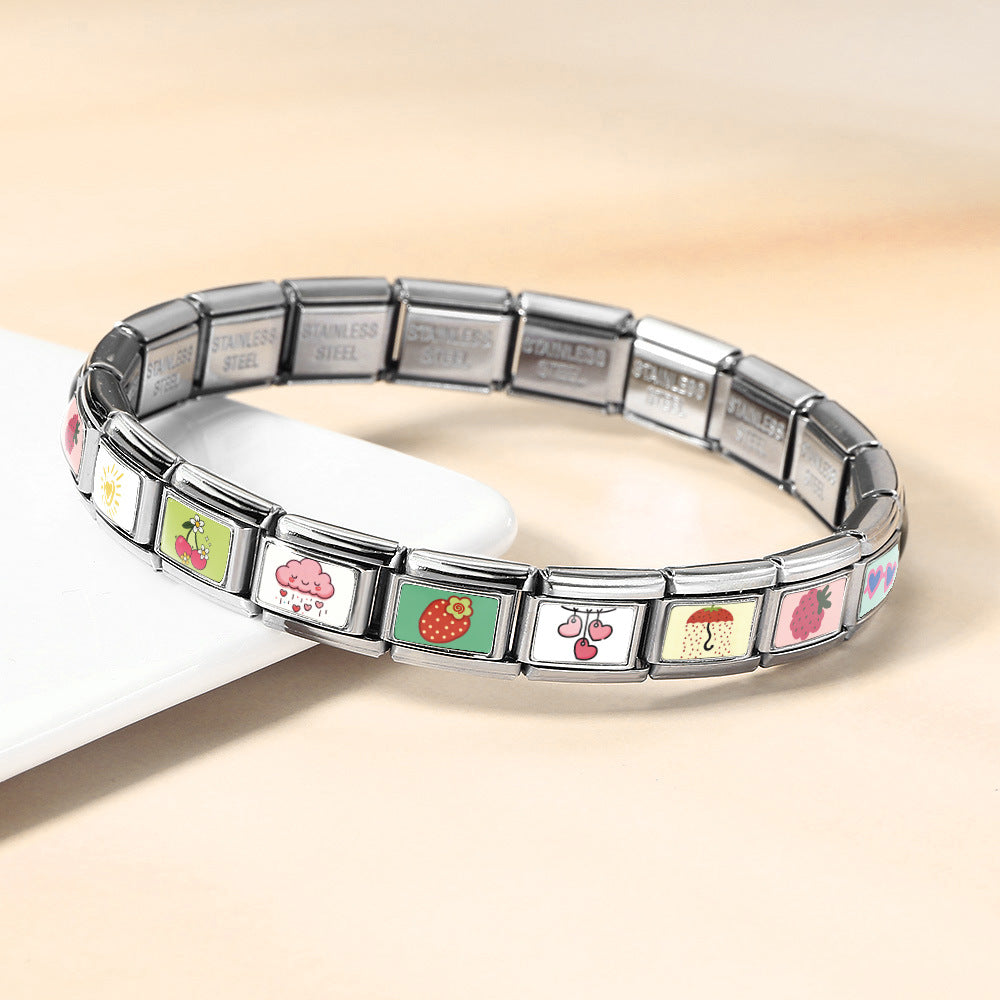 Wholesale Stainless Steel Heart Shaped Cloud DIY Patchwork Modular Bracelet for Boutique Resale