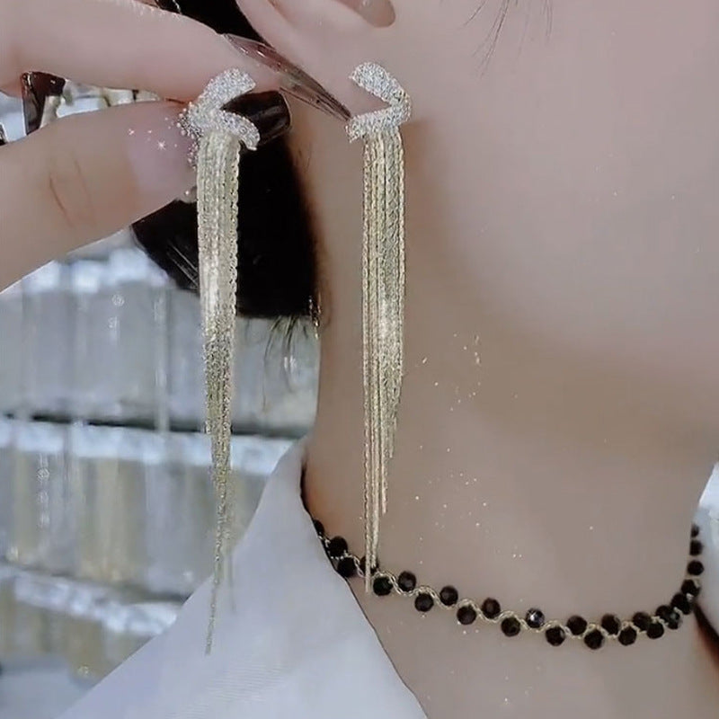 Wholesale Temperament Tassel Earrings Silver Needle Earrings ACC-ES-Huzhe002