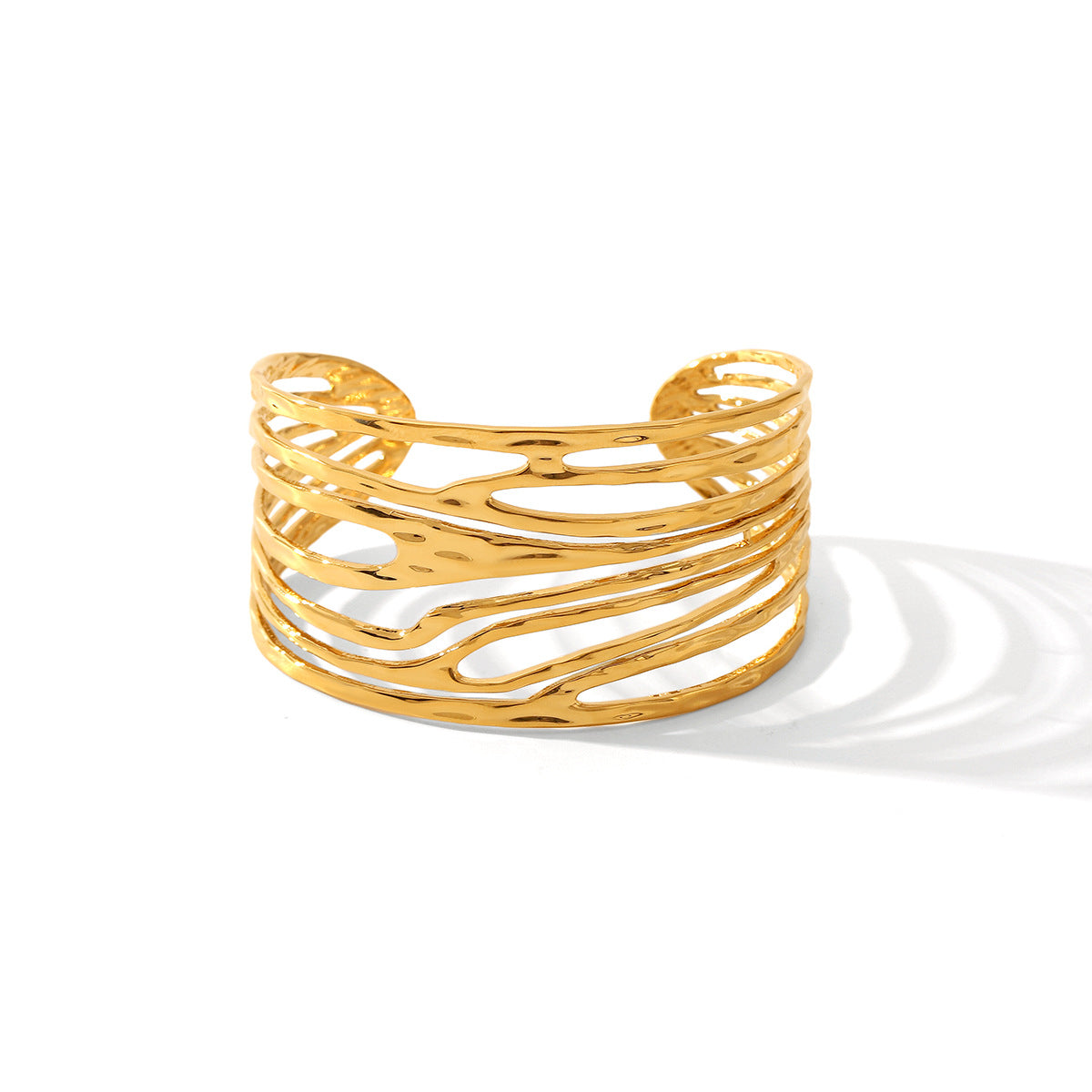 Wholesale  stainless steel 18K gold bracelet  geometric irregular linear hollow opening bracelet