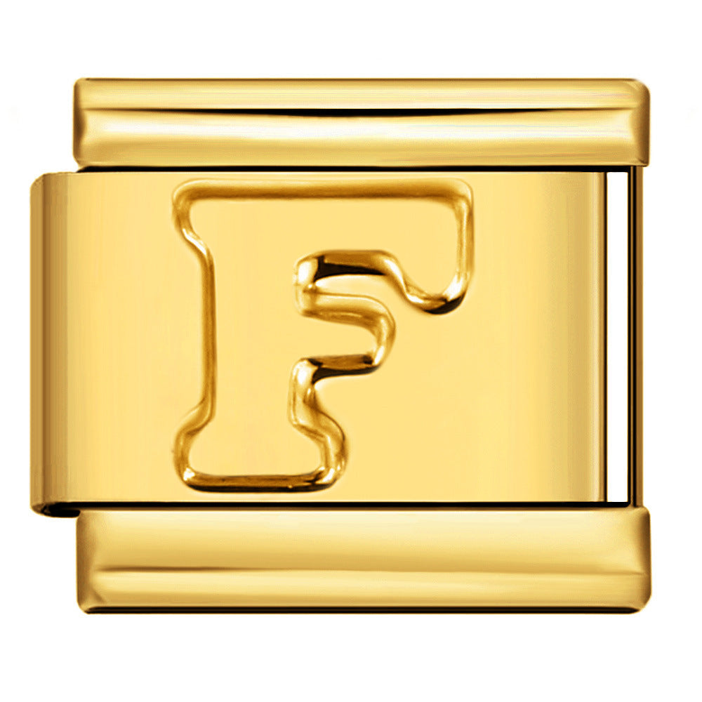 Wholesale Gold Plated Stainless Steel Concave Letter Modular Bracelet - DIY Jewelry Accessory for Boutique Resale
