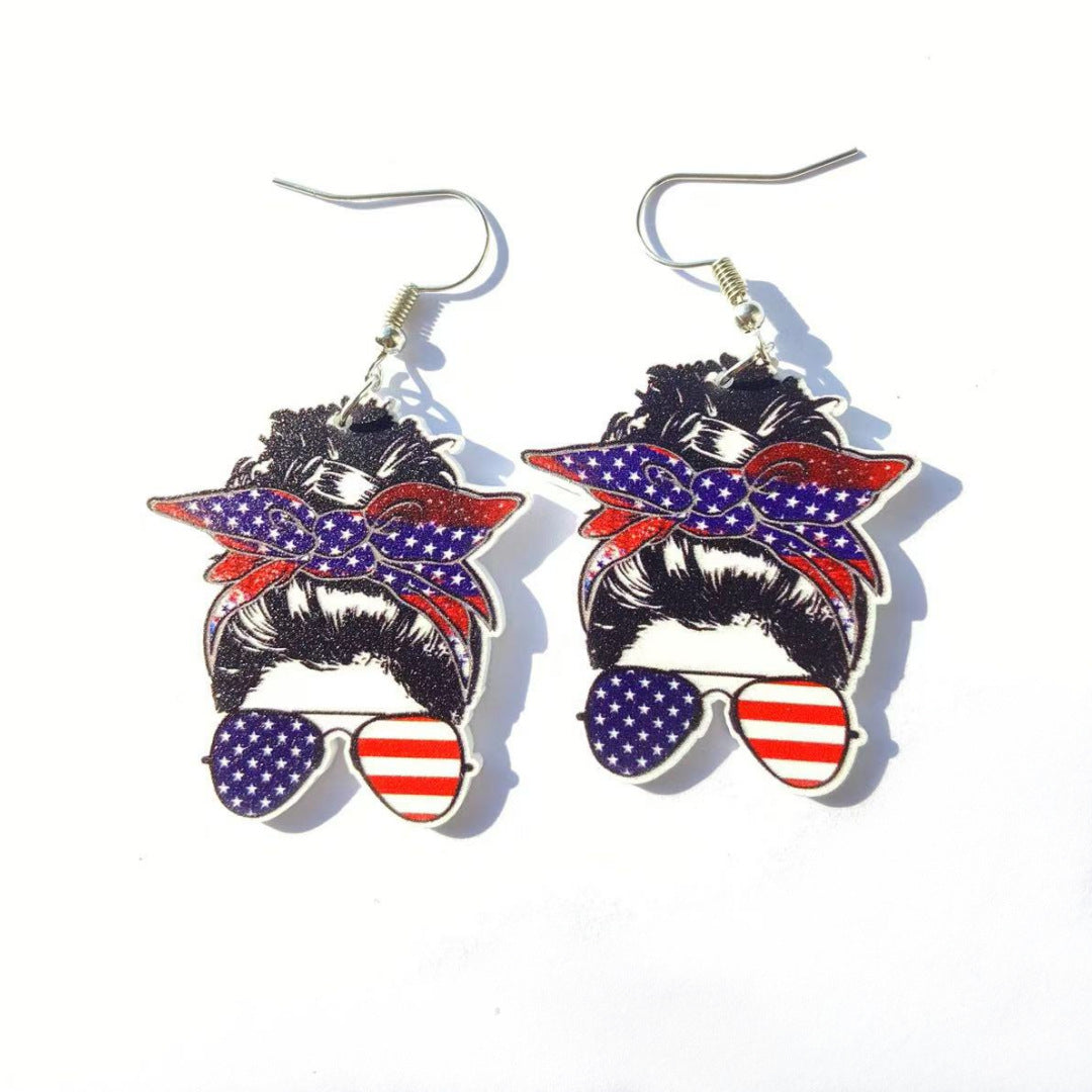 Wholesale Acrylic Earrings with the American Independence Day Flag Design