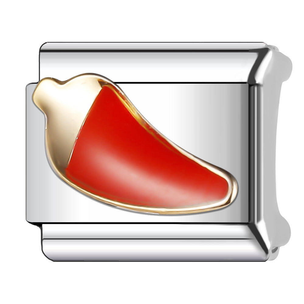 Wholesale Italian Charm Bracelet 9mm DIY Splicing Fruit and Vegetable Series  Stainless Steel Composable Bracelet