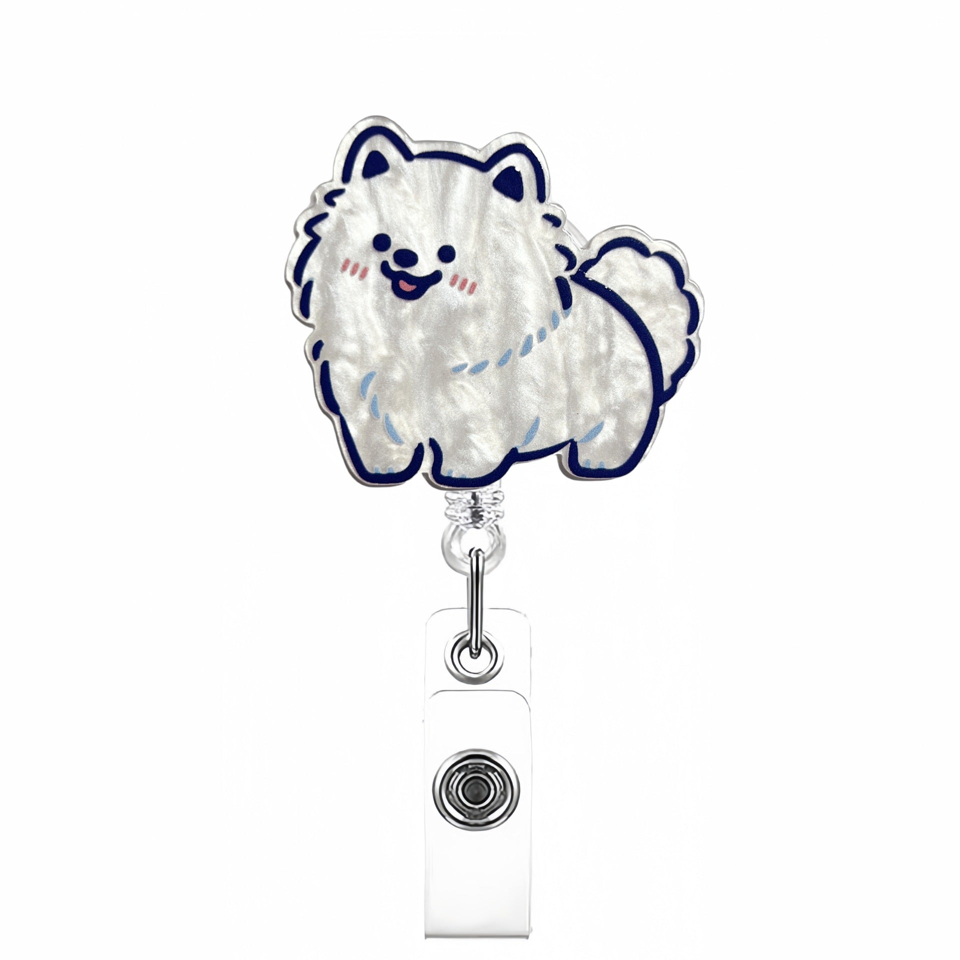 Wholesale Cute Pet Series Acrylic Retractable Rotating Badge Keychain