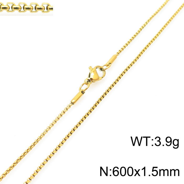 Wholesale Electroplated 18K Gold Square Pearls Titanium Steel Necklaces ACC-NE-KaLun005