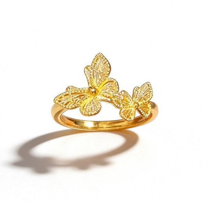 Wholesale Filigree Butterfly Ring Gold Plated Open Ring for Everyday Gift Boutique Resale