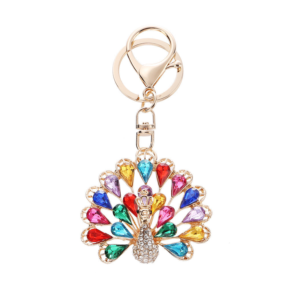 Wholesale Stylish Rhinestone Peacock Keychain,  Fashion Bag Charm for Women,  Creative Gift