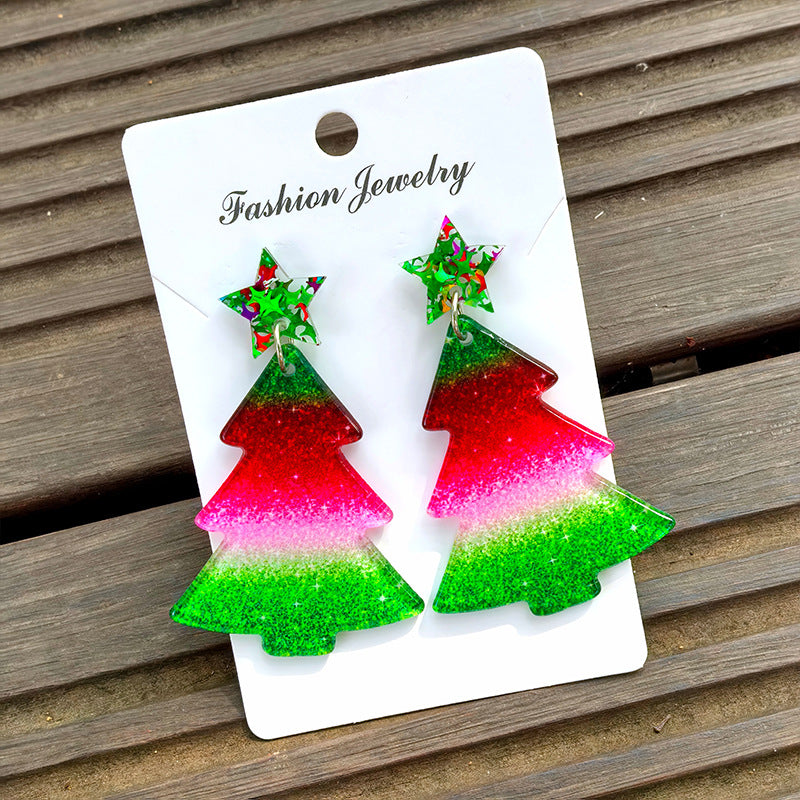 Wholesale Christmas Tree Pendant Acrylic Earrings