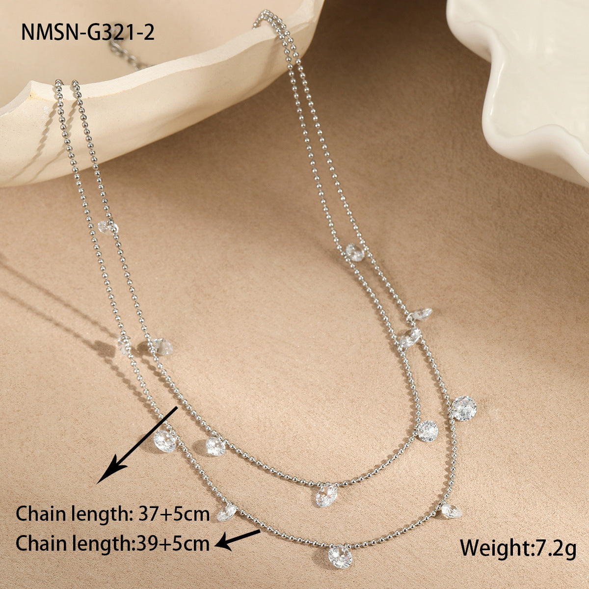 Wholesale Stainless steel Necklace Light Luxury Niche Inlaid with Colorful Zircon Multi-layer Stacked Necklace