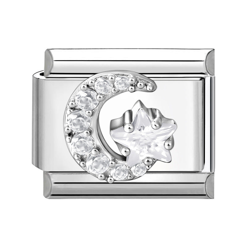 Wholesale 9mm Italian Charm Starter Bracelets DIY Zirconia-set Stainless Steel Composable Bracelet