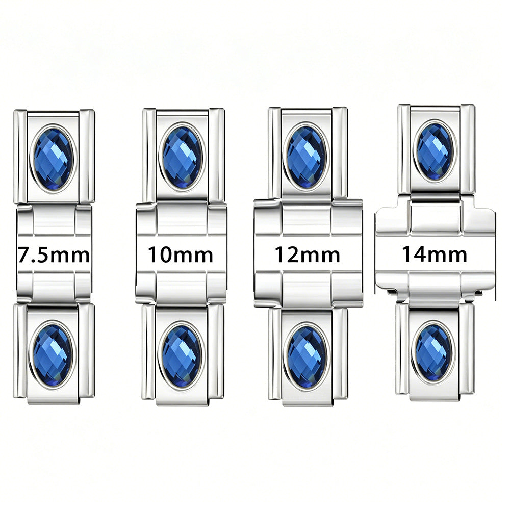 Wholesale Stainless Steel Oval Zircon Watch Connector for DIY Bracelet,  Italian Module Charm,  Jewelry Accessory