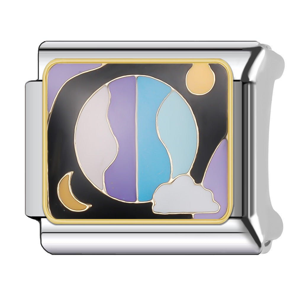 Wholesale Italian Charm Bracelet 9mm DIY Splicing Cosmic Star Series Stainless Steel Composable Bracelet