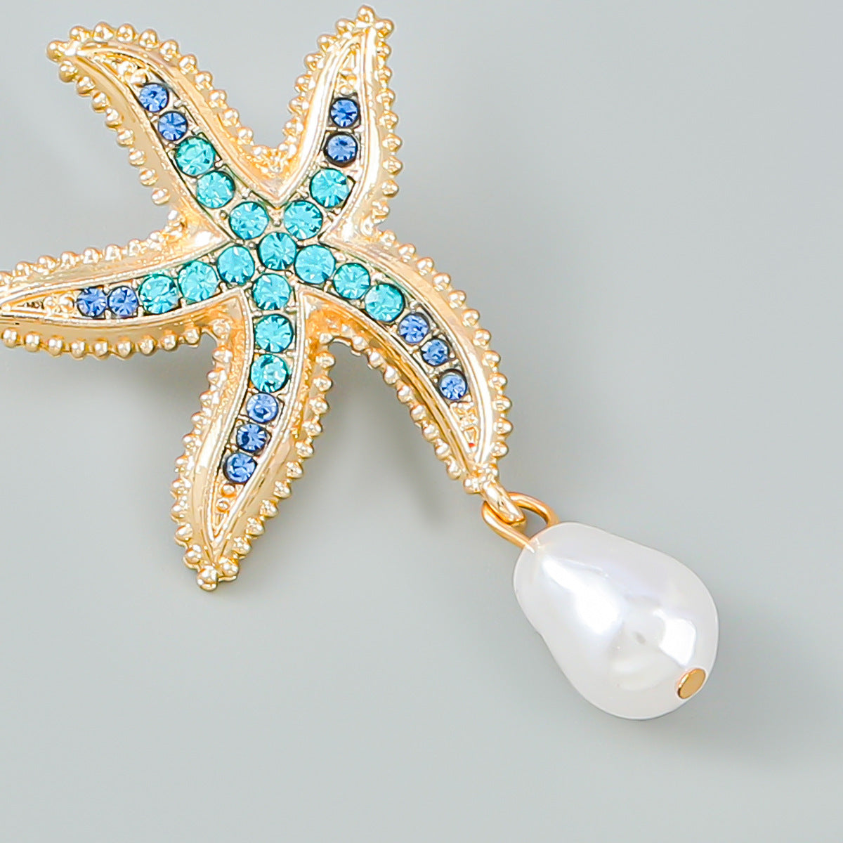 Wholesale Alloy Diamond Starfish Earrings  Pearl Earrings