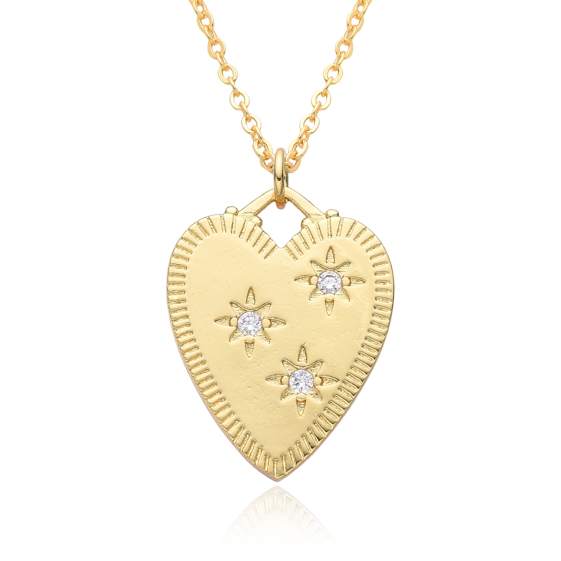 Wholesale love diamond clavicle chain copper plated 18K real gold necklace