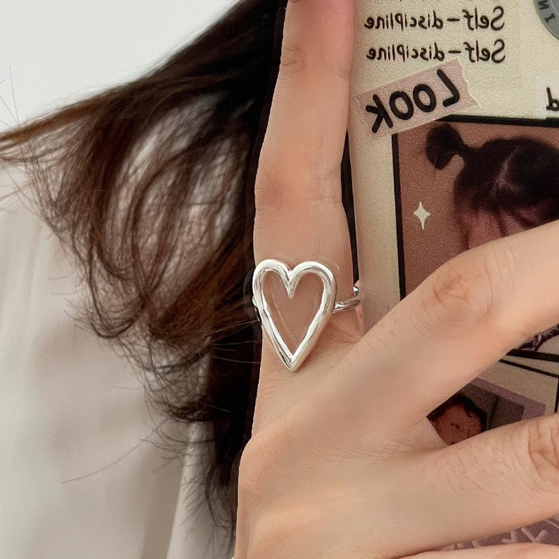 Wholesale 925 Silver Vintage Hollow Love Ring Open Ring Hearts Rings ACC-RS-YaoFeng011