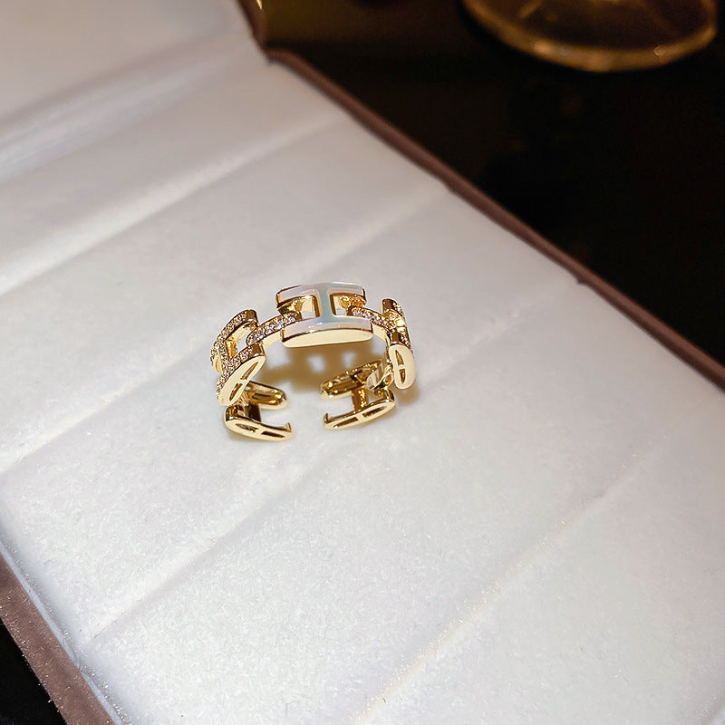 Wholesale zircon tiger eye open ring