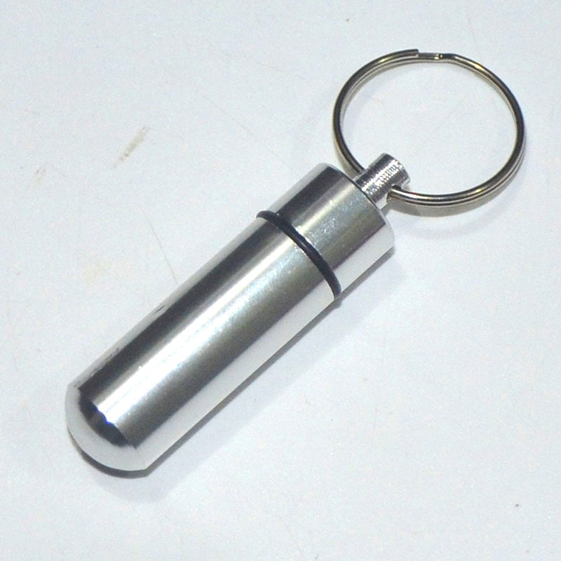 Wholesale Portable Outdoor Waterproof Sealed Aluminum Alloy Pill Bottle Keychain ACC-KC-KaBiao005