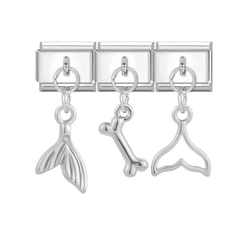 Wholesale Stainless Steel Flower Pendant Three-Piece DIY Bracelet Set Fashion Accessory for Everyday Wear