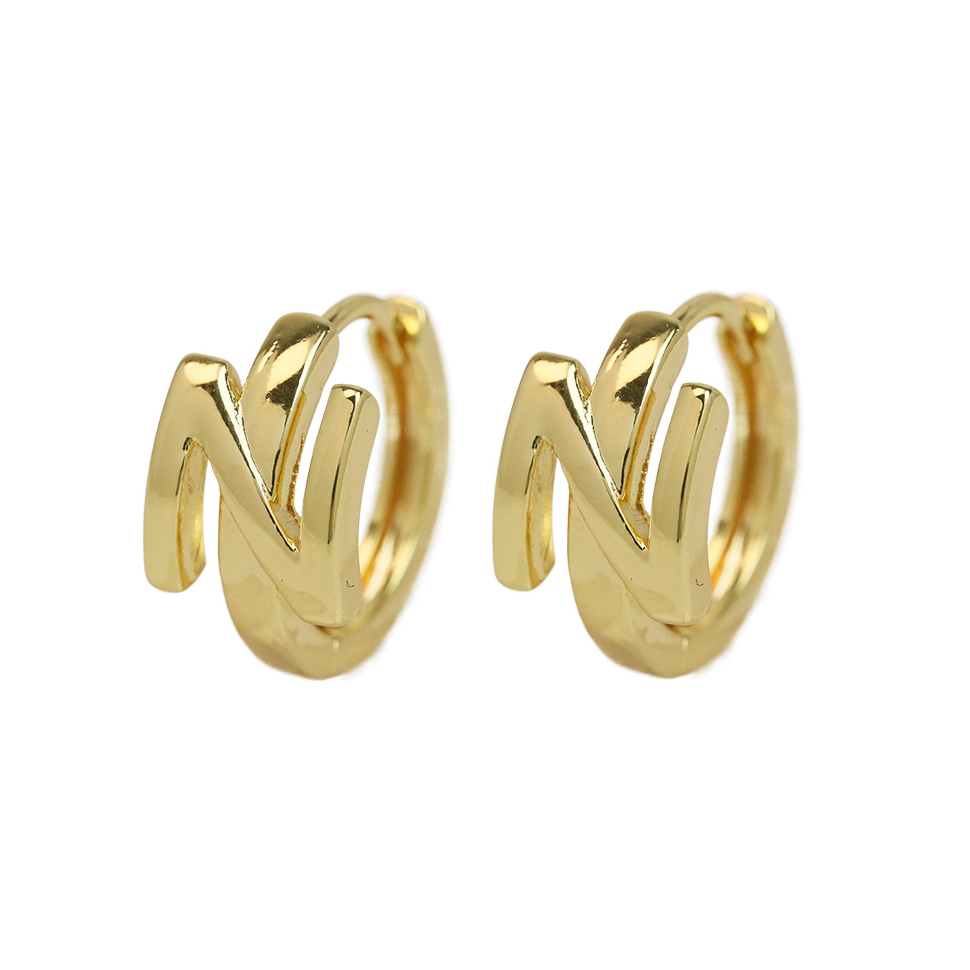 Wholesale 18k gold high-polished brass simple style 26 English letters earrings