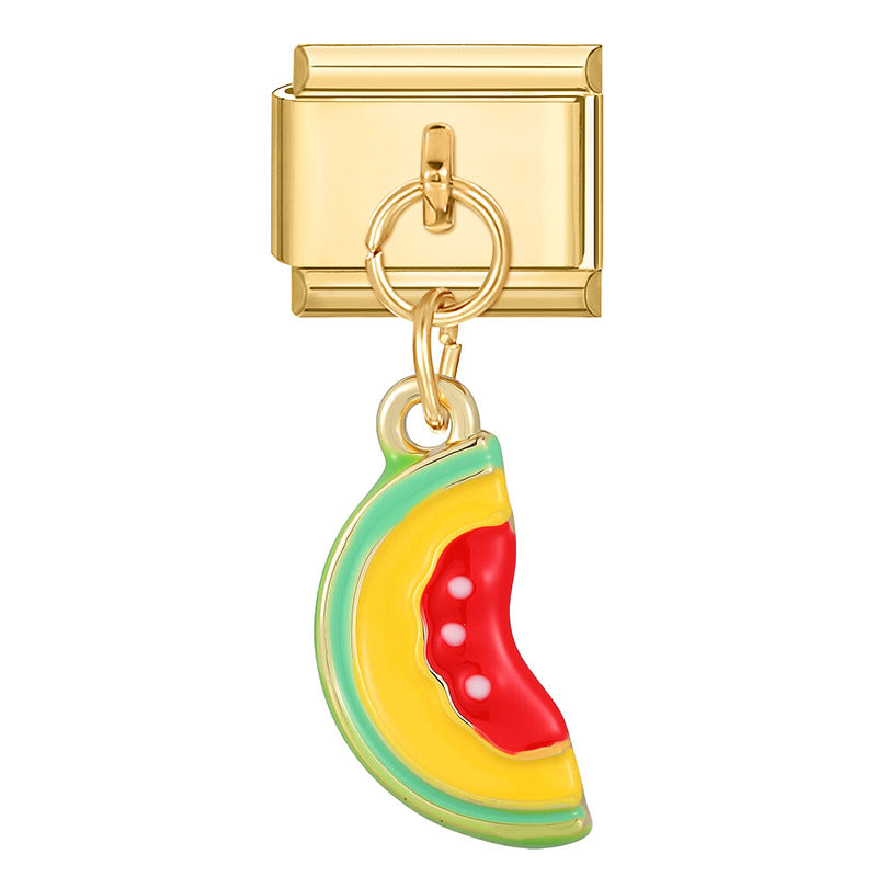 Wholesale 9mm Italian Charm Starter Bracelets DIY Fish and Fruit Pendant Stainless Steel Composable Bracelet