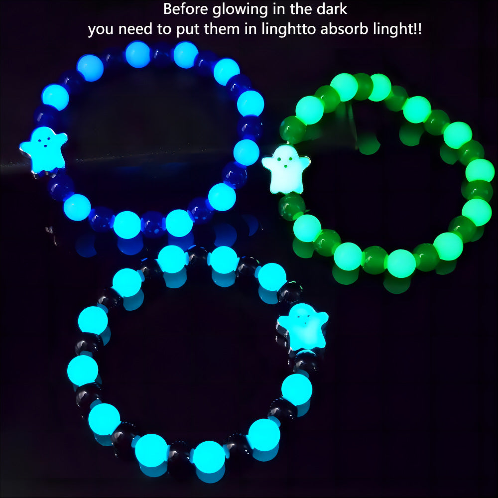 Wholesale Day of the Dead Glow-in-the-Dark Glass  Ghost Bracelet