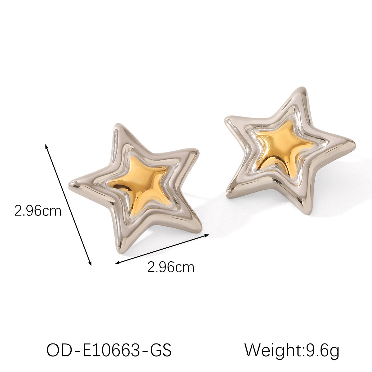 Wholesale  Stainless steel gold and silver color matching five-pointed star earrings