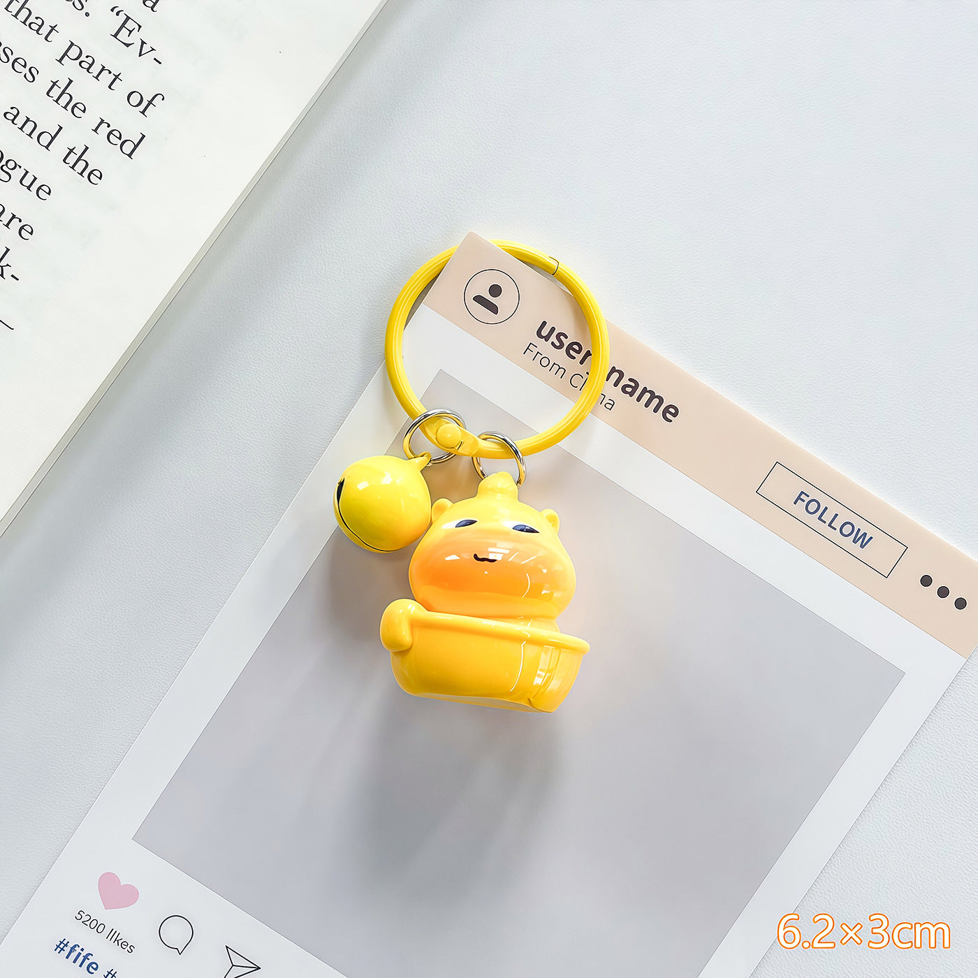 Wholesale Cute 3D Capybara Bell Keychain Plastic Resin Decorative Accessory Gift for Students