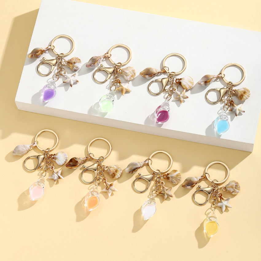 Wholesale Luminous Resin Starfish Crystal Conch Keychain Pendant for Women Car Bag Decoration - Boutique Resale
