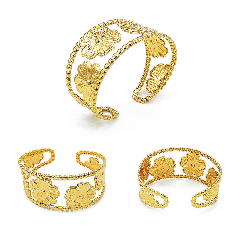 Wholesale Retro Polished Stainless Steel Open C-Shaped Cuff Bracelet