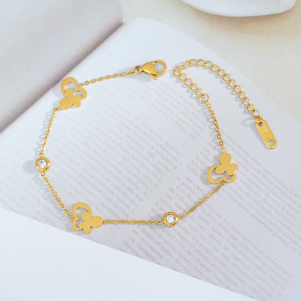 Wholesale Korean-Inspired Titanium Steel Zircon Bracelet - Chic Fashion Accessory for Gift or Boutique Resale