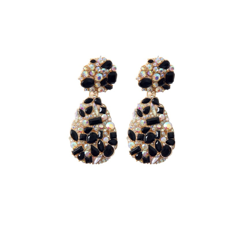 Wholesale oval full diamond geometric alloy  earrings