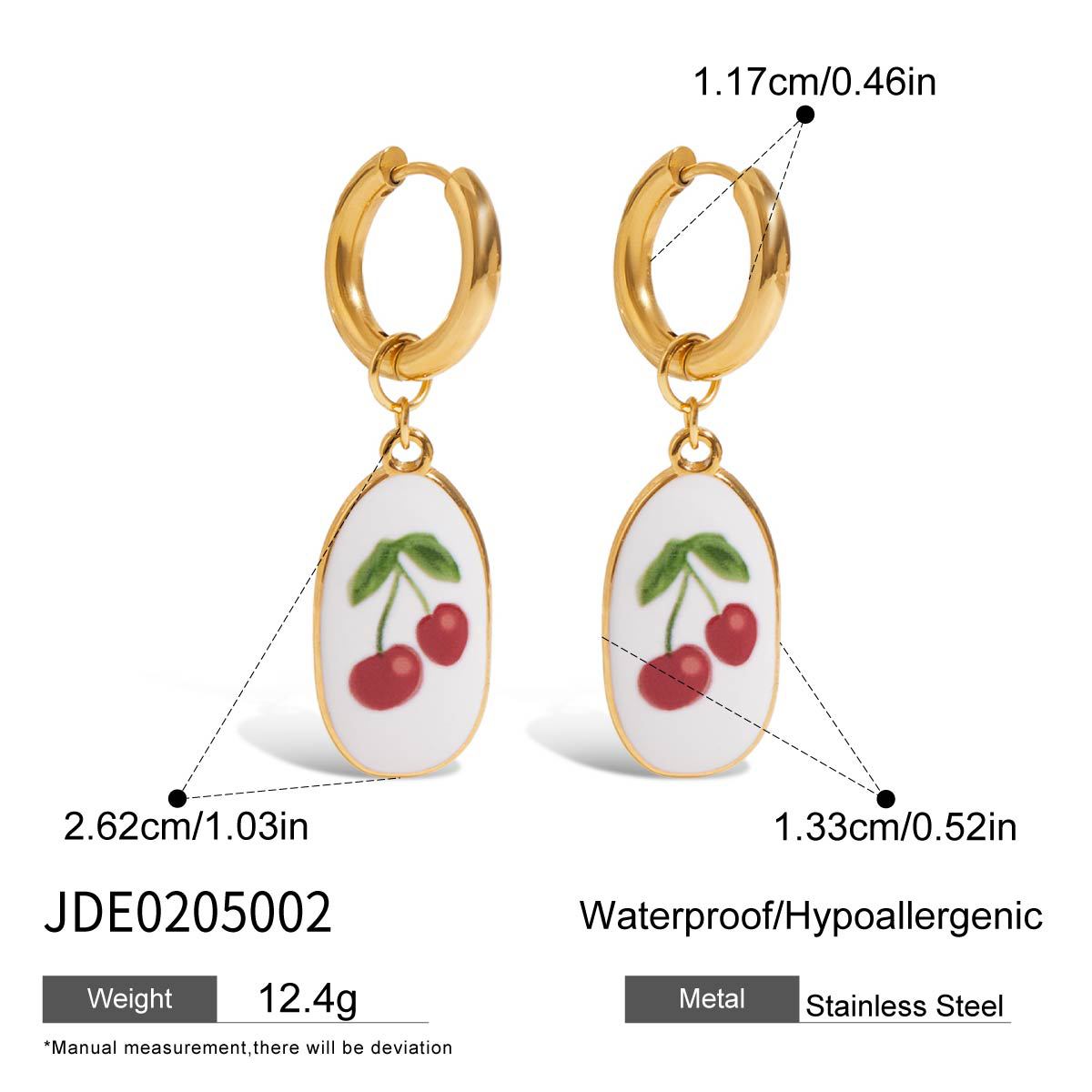 Wholesale 18K Gold Stainless Steel Oil Drop Cross Chain Spring Buckle Printed Cherry Bracelet