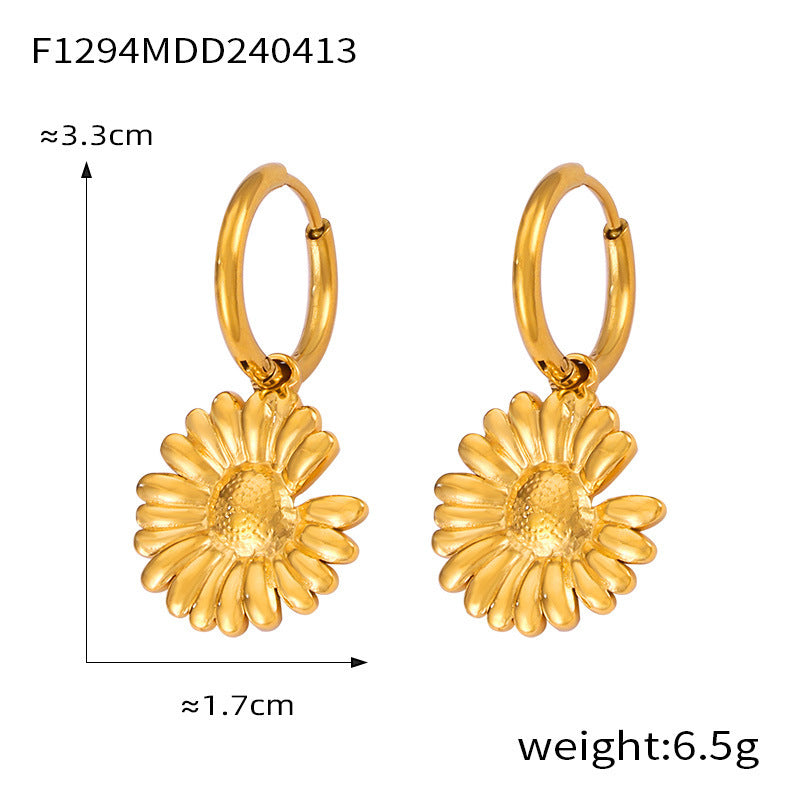 Wholesale Large and Small Ring Hollow Flower Earrings Titanium Steel Plated 18K Gold Exaggerated Earrings ACC-ES-OMK002