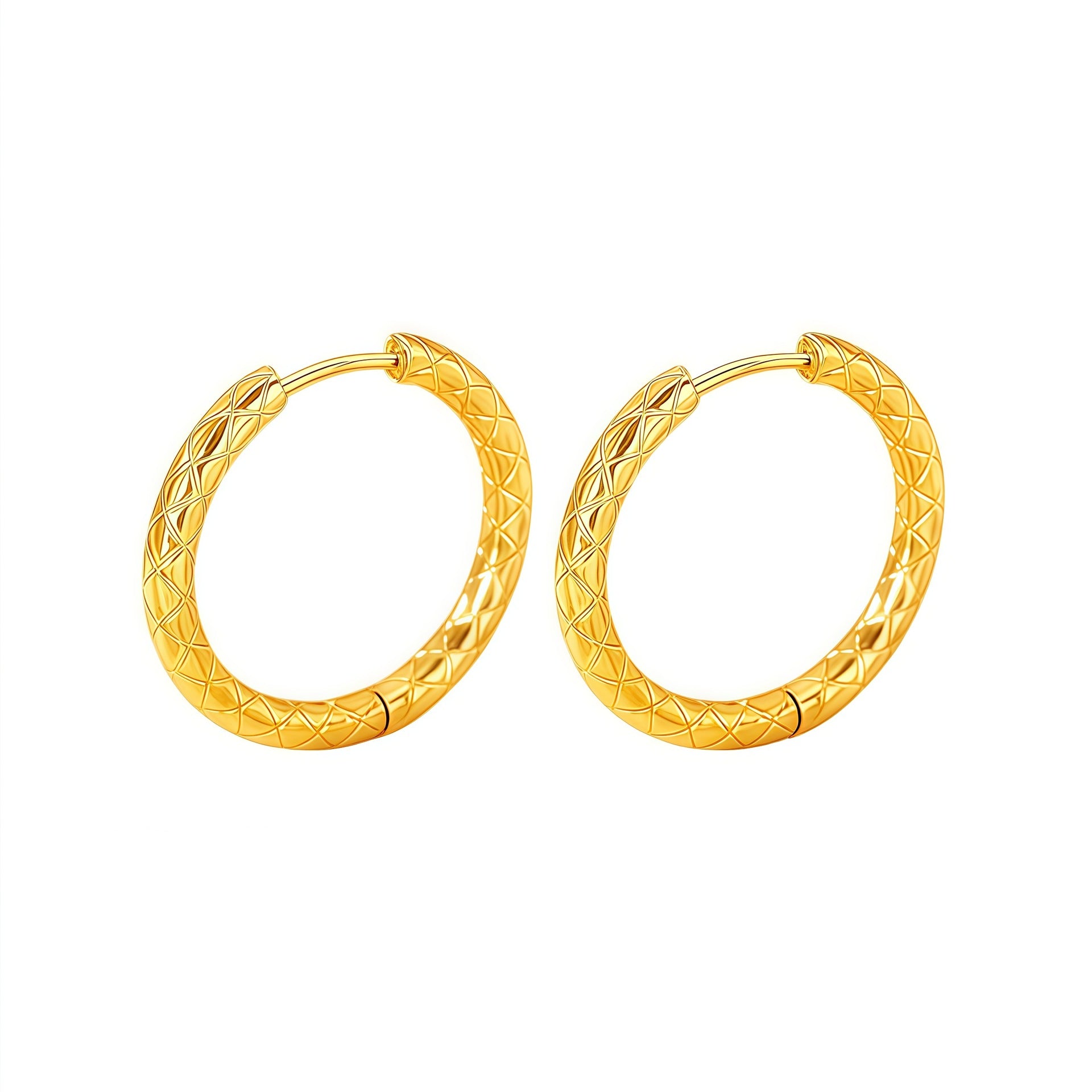 Wholesale Steel and titanium quilted ring earrings