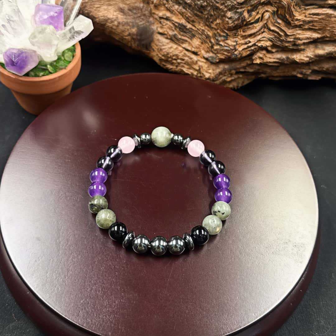 Wholesale Amethyst Hematite Crystal Bracelet