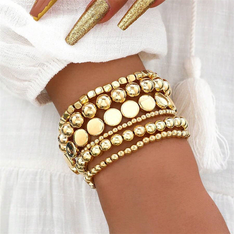 Wholesale Round Women's Bracelet Metallic Six-piece Bracelet