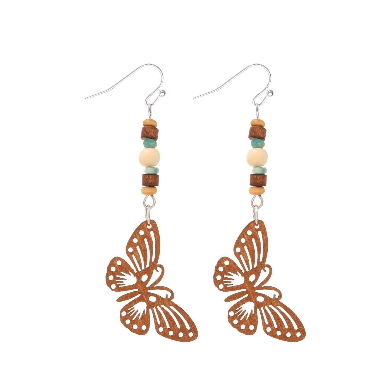 Wholesale  Bohemian Style Butterfly Leaves Skull Hollow Wooden Earrings