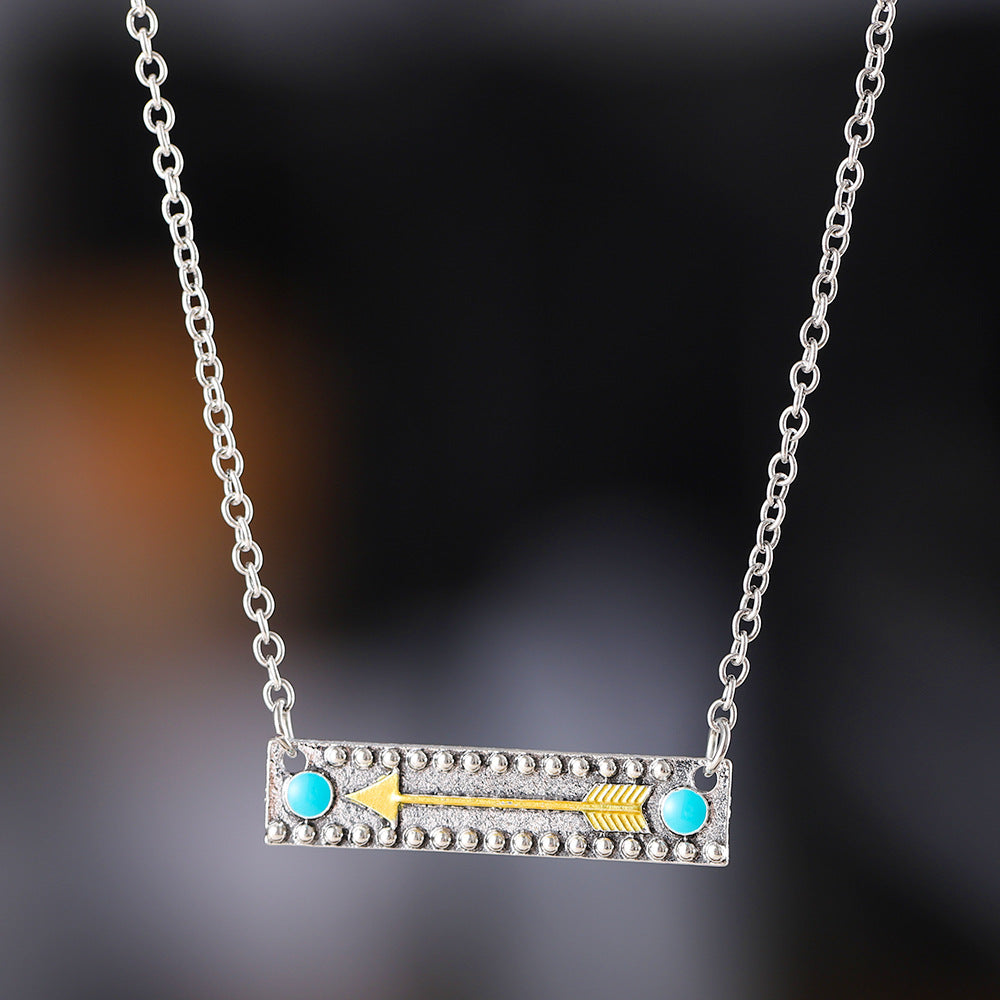 Wholesale  Golden Arrow Turquoise Necklace Personality All-match Clavicle Chain