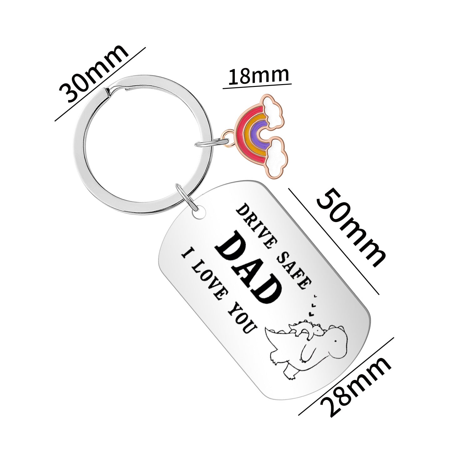Wholesale Father's Day Dad Drive Safety Stainless Steel Keychain