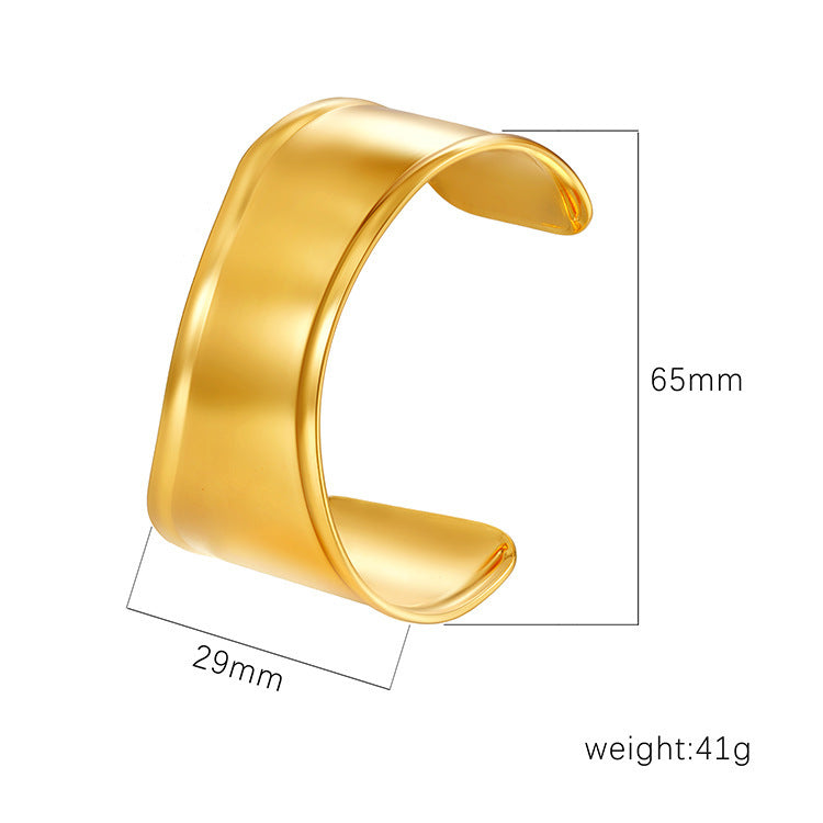 Wholesale Stainless Steel Open C Shape Bangle 18K Gold Plated Fashion Jewelry for Gift Boutique Resale